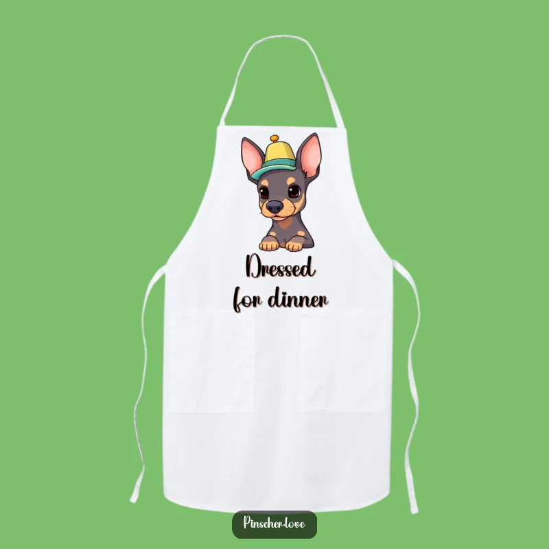 Funny Pinscher Apron: Balancing Hat, Kitchen Dog Lover Cheer