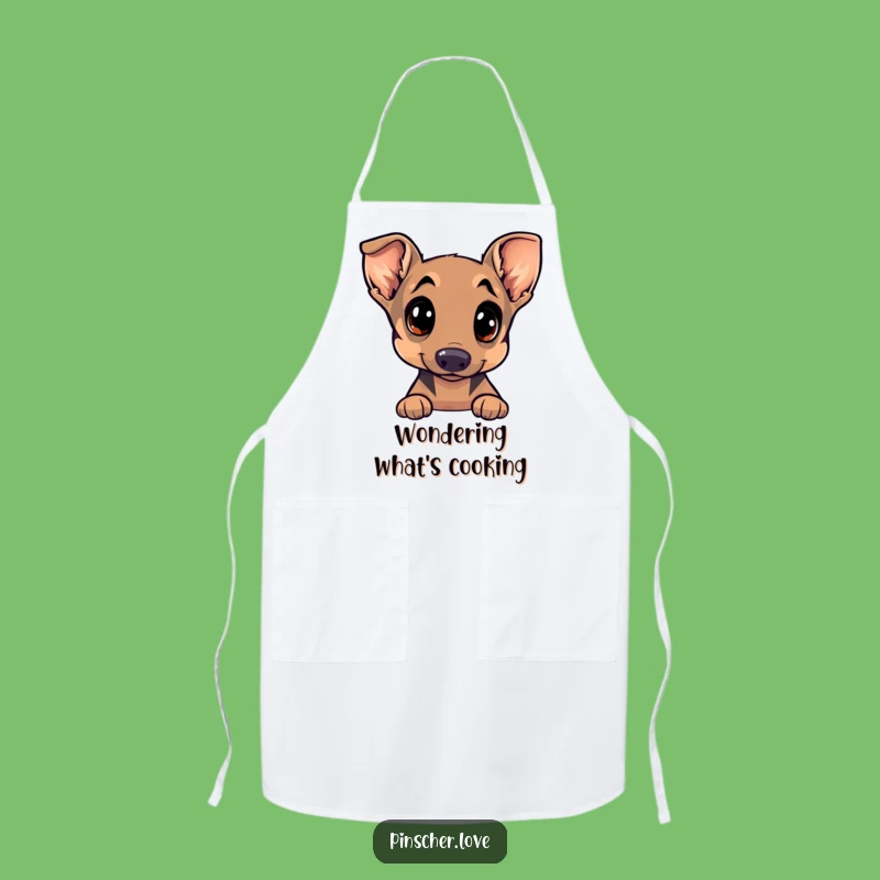 Funny Pinscher Apron - Cute Chef Dog with Curious Eyes & Tilted Head