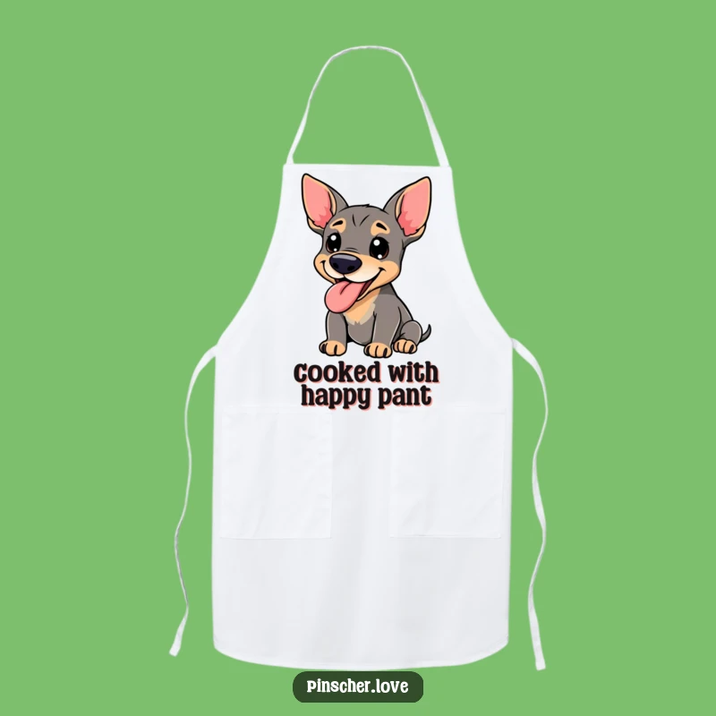 Funny Pinscher Apron - Kitchen Happy Panting Dog Chef Gift, Funny Present