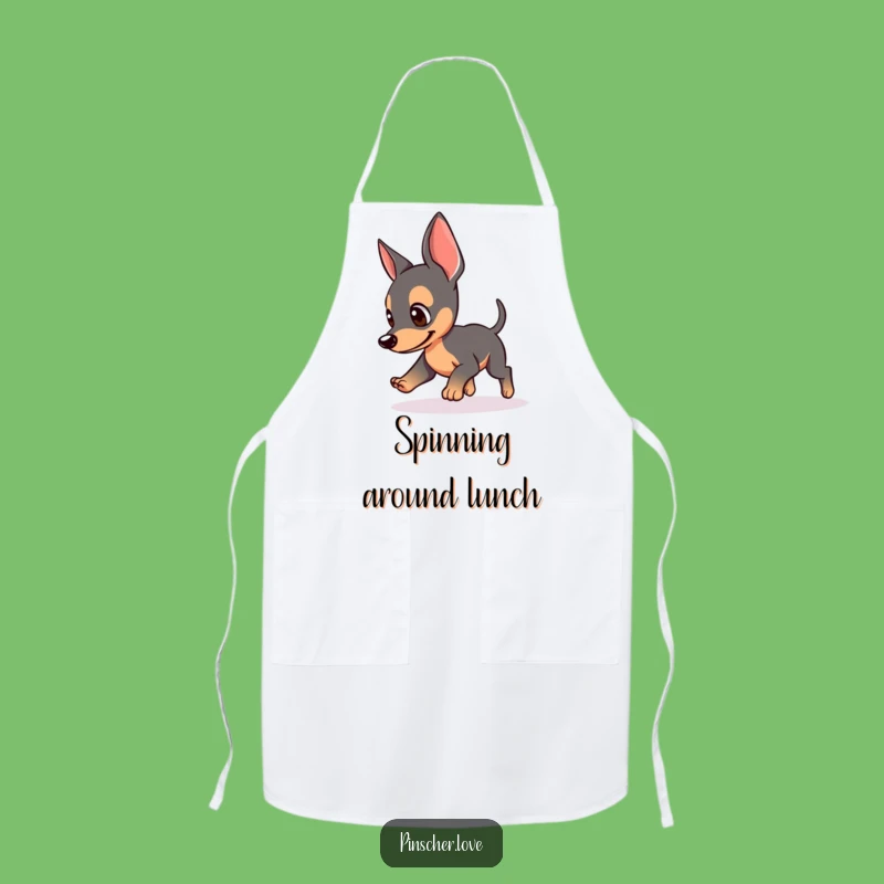 Funny Pinscher Tail Chase Apron: Cook with Comical Canine Charm