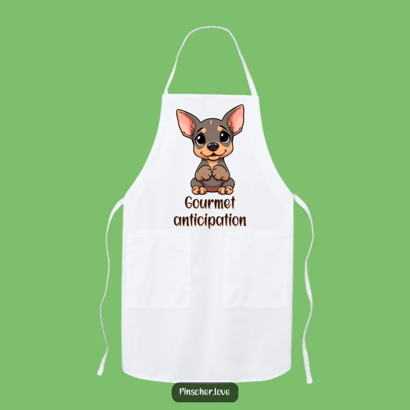 Funny Pinscher Waiting Apron: Cook with Anticipation and Humor