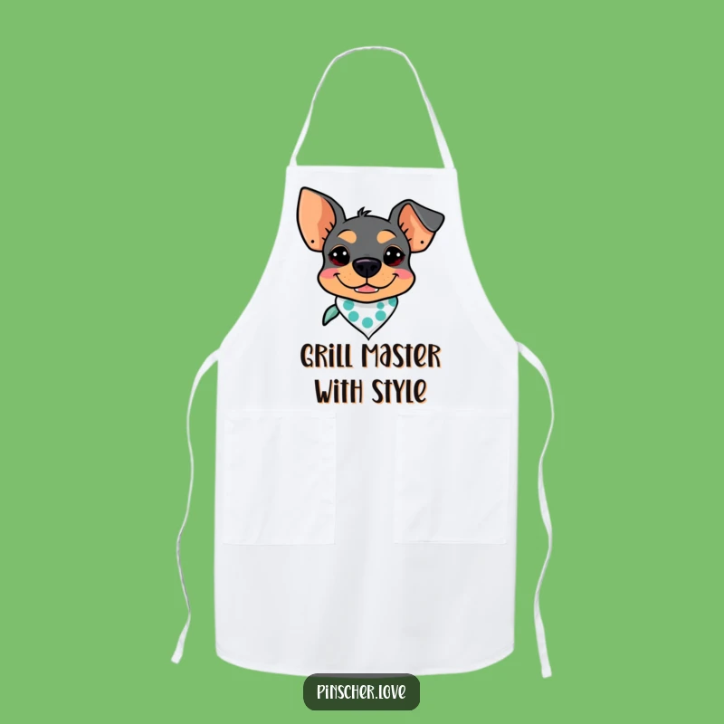 Funny Pinscher Apron: Goofy Grin Dog, Cool Bandana Kitchen Gift