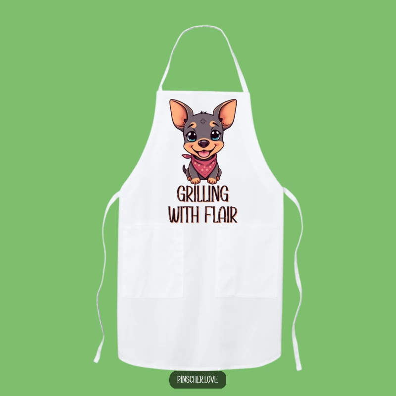 Funny Pinscher Cool Grin Apron - Stylish Kitchen Wear and Hilarious Gift