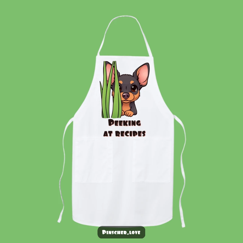 Funny Curious Pinscher Apron - Peek-a-Boo Kitchen Fun, Chef Gift