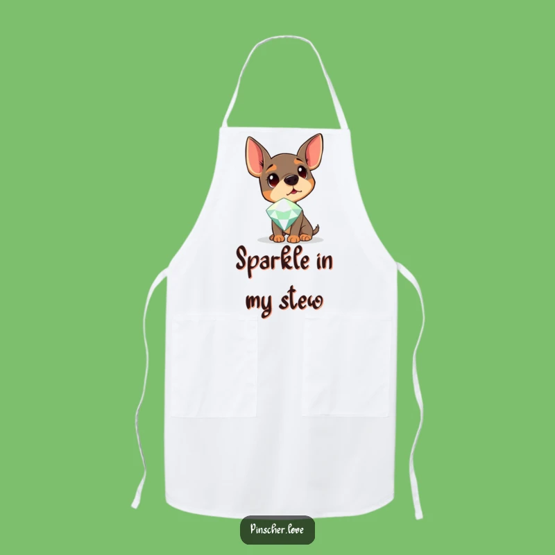 Funny Curious Pinscher Apron - Chef's Dog Humor Gift for Gemstone Admirers