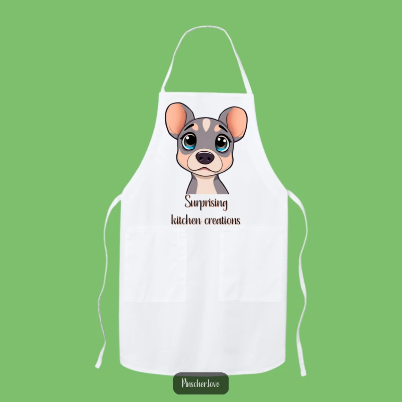 Funny Pinscher Apron: Cook with surprise in this dog character apron, a perfect funny gift.