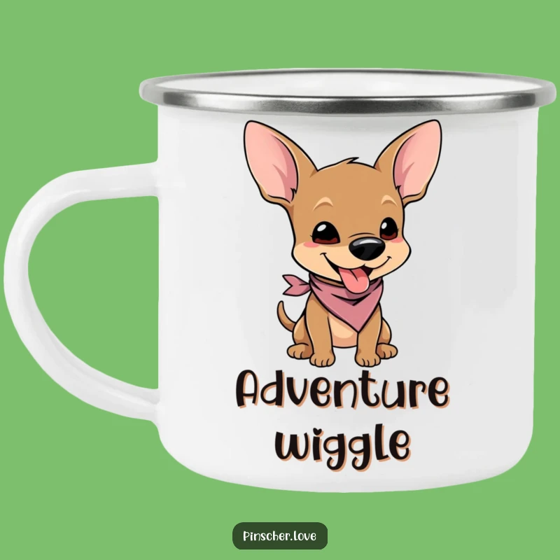 Funny Pinscher Wiggle Camping Mug - Joyful Cartoon Character Adventure