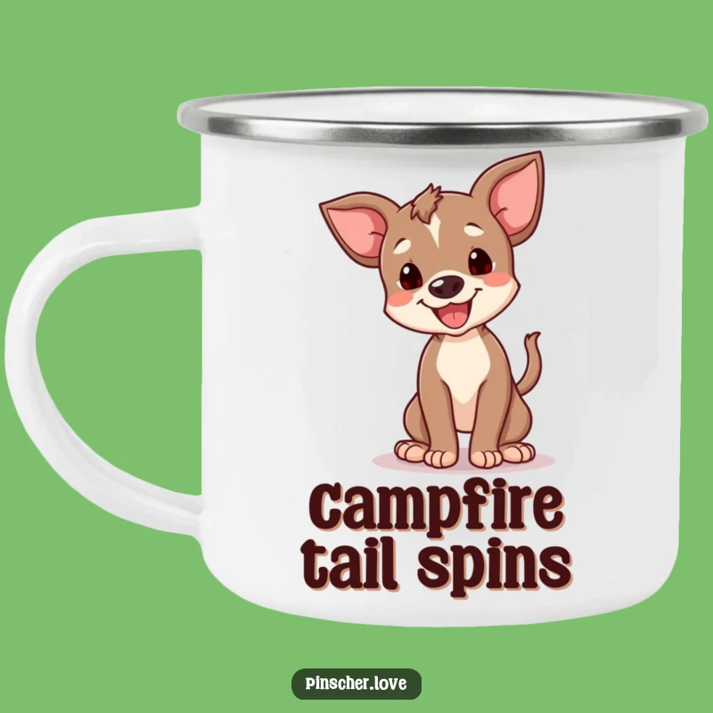 Funny Happy Pinscher Cub Spin Camping Mug - Outdoor Joy Drinkware, Gift