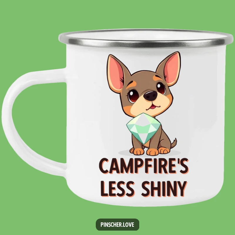 Funny Curious Pinscher Camping Mug - Durable Dog Gift for Gem Seekers