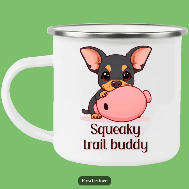 Funny Pinscher Camping Mug: Innocent Playtime - Outdoor Sweet Gift