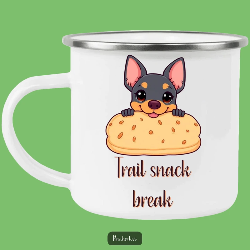 Funny Pinscher Biscuit Peek Camping Mug - Outdoor Fun and Hilarious Dog Gift