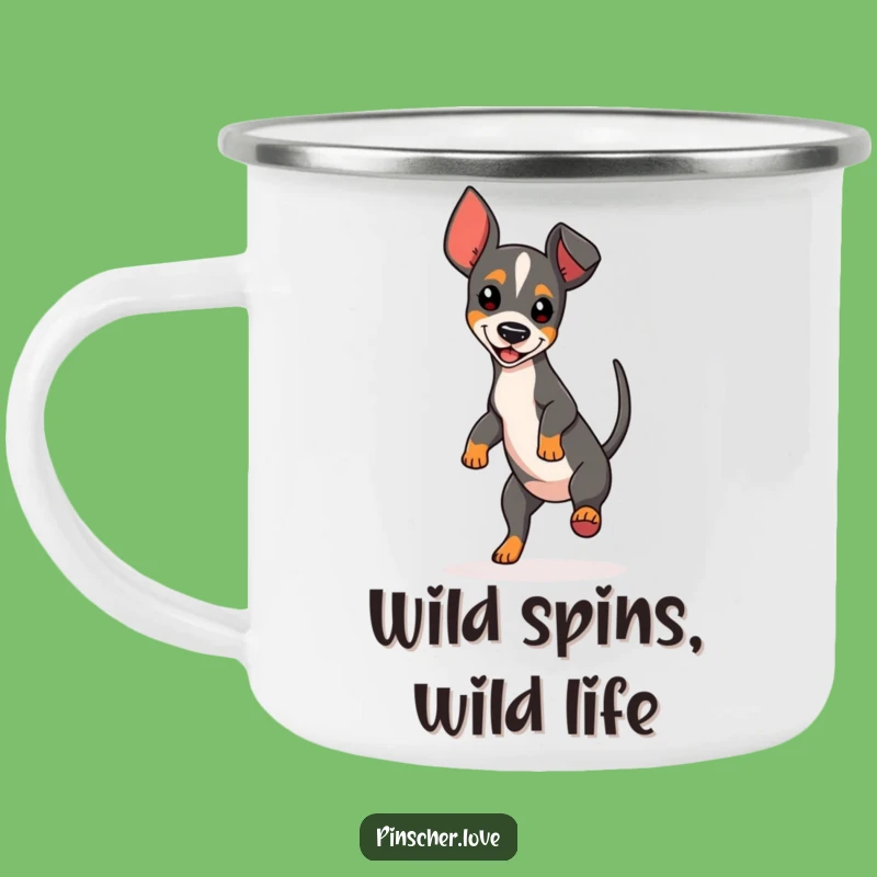 Funny Spinning Pinscher Camping Mug - Durable Dog Lover Gift for Outdoors