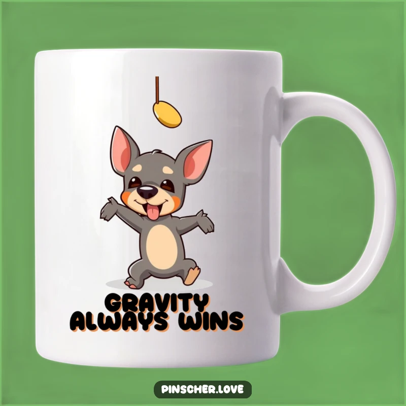 Funny Falling Pinscher Mug - Hilarious Toy Chase Mishap, Perfect Funny Gift!