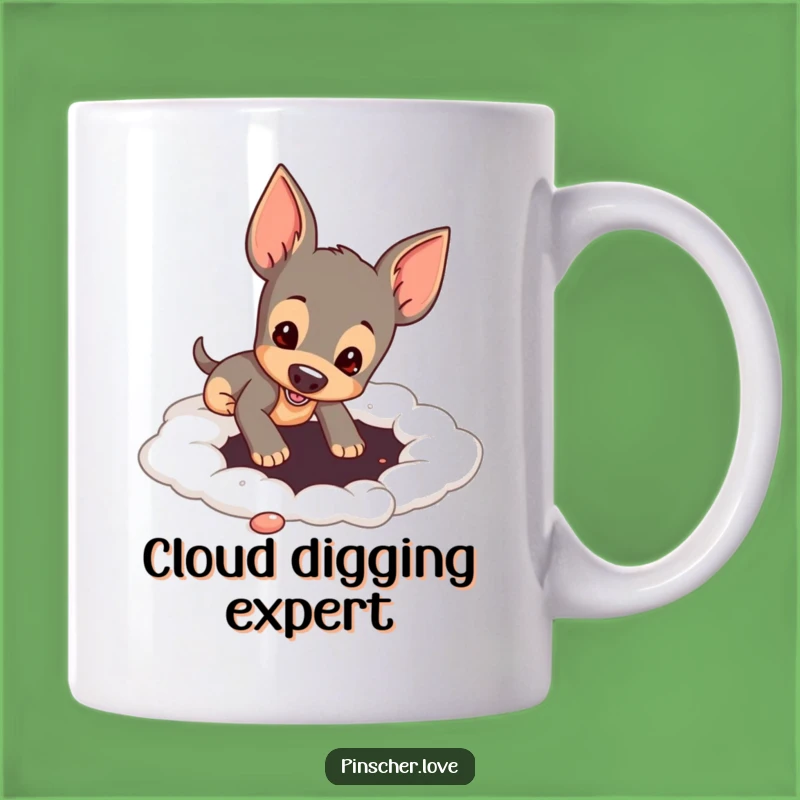 Funny Pinscher Cloud Digging Mug: Silly Dog Activity Gift for Joyful Mornings
