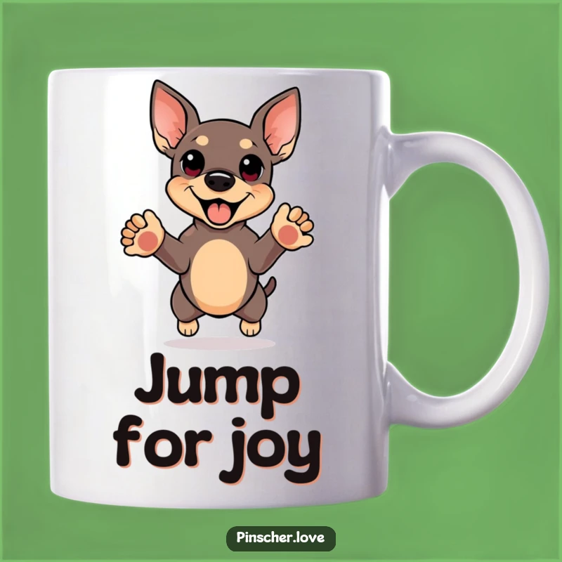 Funny Pinscher Happy Jump Mug - Joyful Dog Lover's Hilarious Gift