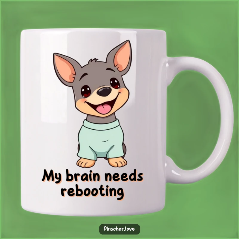 Funny Pinscher Head Tilt Mug: Adorable Dog Lover Gift with a Happy Panting Expression