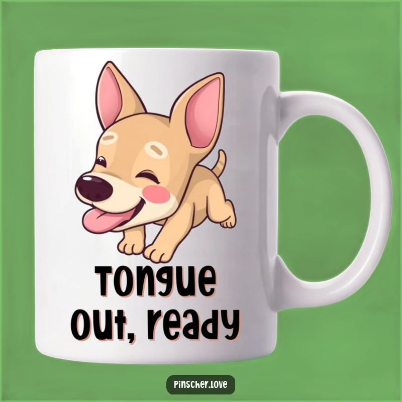 Funny Pinscher Tumbles Mug: Tongue Out Chaos - Silly Dog Gift