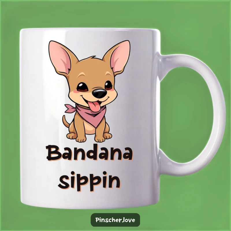 Funny Pinscher Wiggle Mug - Joyful Bandana Cartoon Character Gift