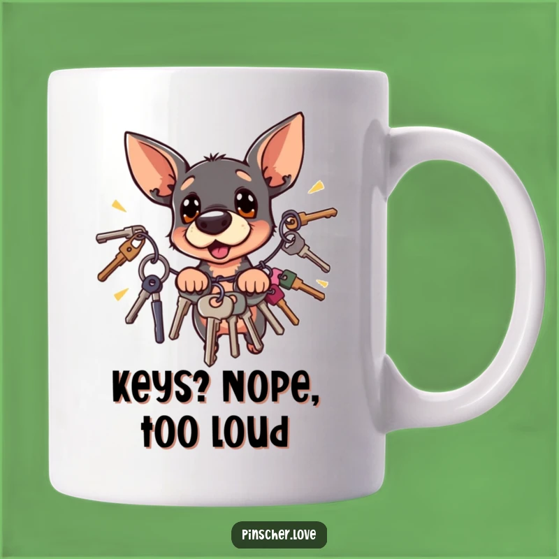 Funny Surprised Pinscher Keys Mug: Hilarious Dog Lover Gag Gift