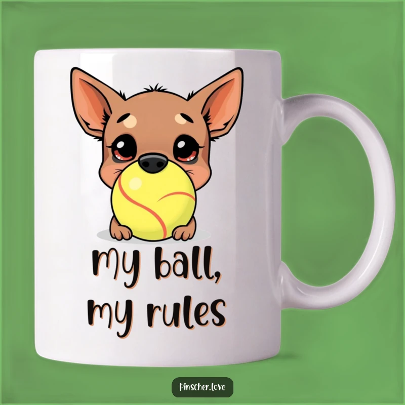 Funny Pinscher's Giant Tennis Ball Mug: The Perfect Humorous Gift for Dog Lovers