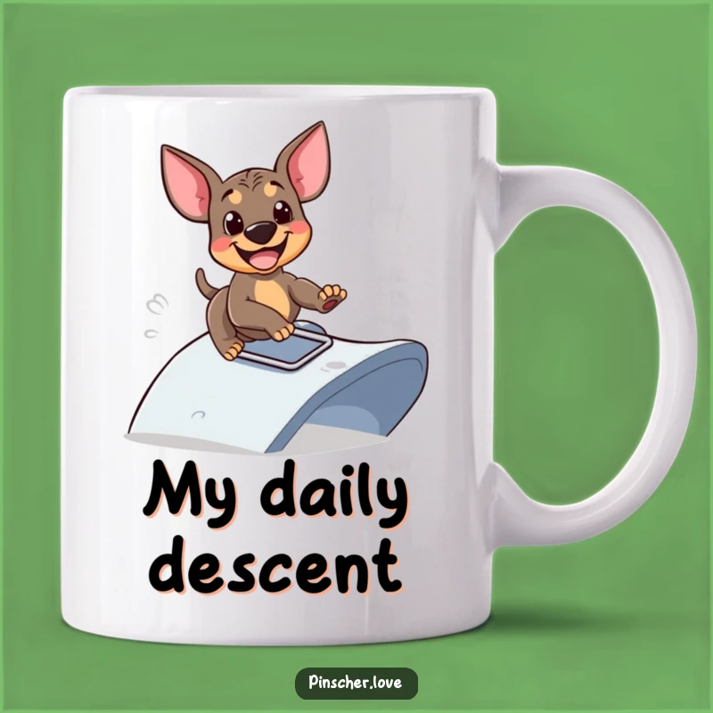 Funny Sliding Pinscher Mug: Joyful Dog Fun as a Funny Gift