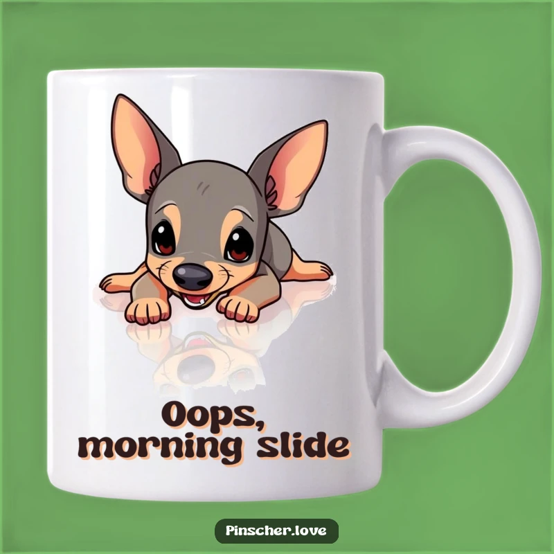 Funny Pinscher Slipping Mug - Hilarious Cartoon Dog Gift for Clumsy Fun