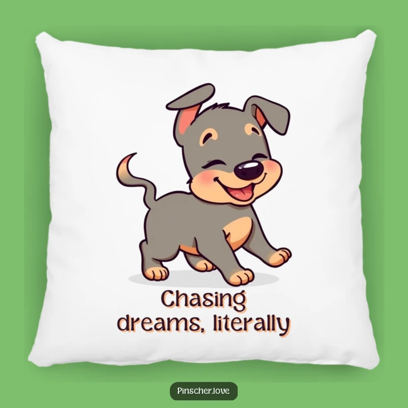 Funny Pinscher Pillow: Giggling Tail Chase Comfort - Soft & Amusing Funny Gift!