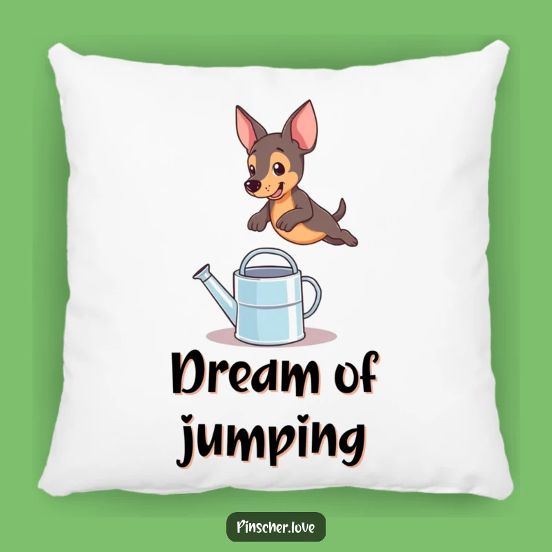Cozy Funny Pinscher Leaping Pillow: Soft & Hilarious Dog Decor Gift