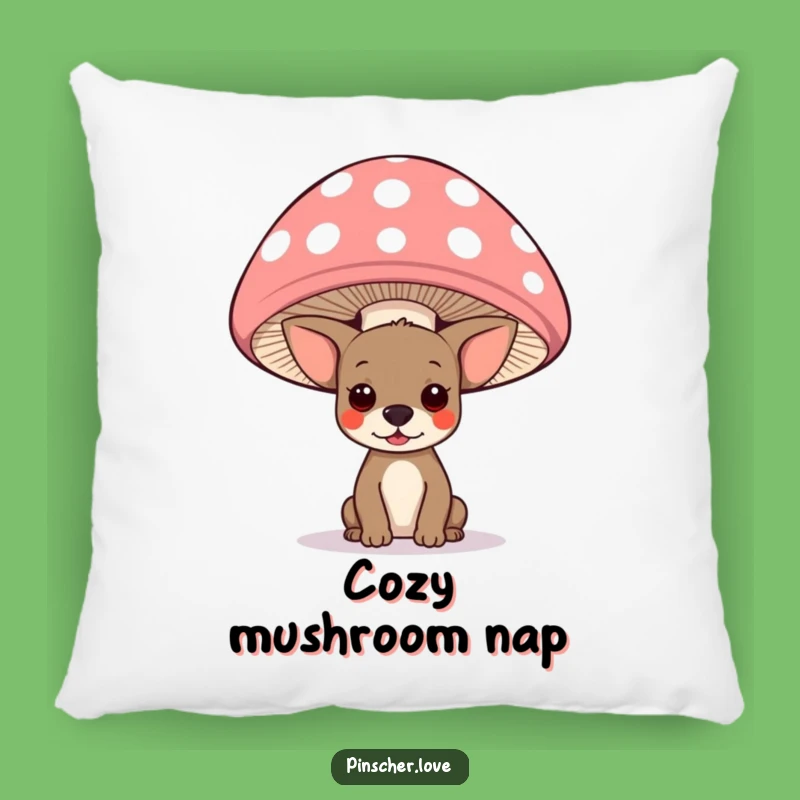 Cozy Funny Pinscher Mushroom Pillow: Soft & Whimsical Decor Gift