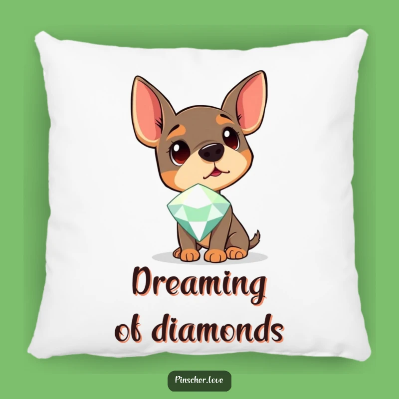 Funny Curious Pinscher Pillow - Comfy Dog Accent and Gem Lover Gift