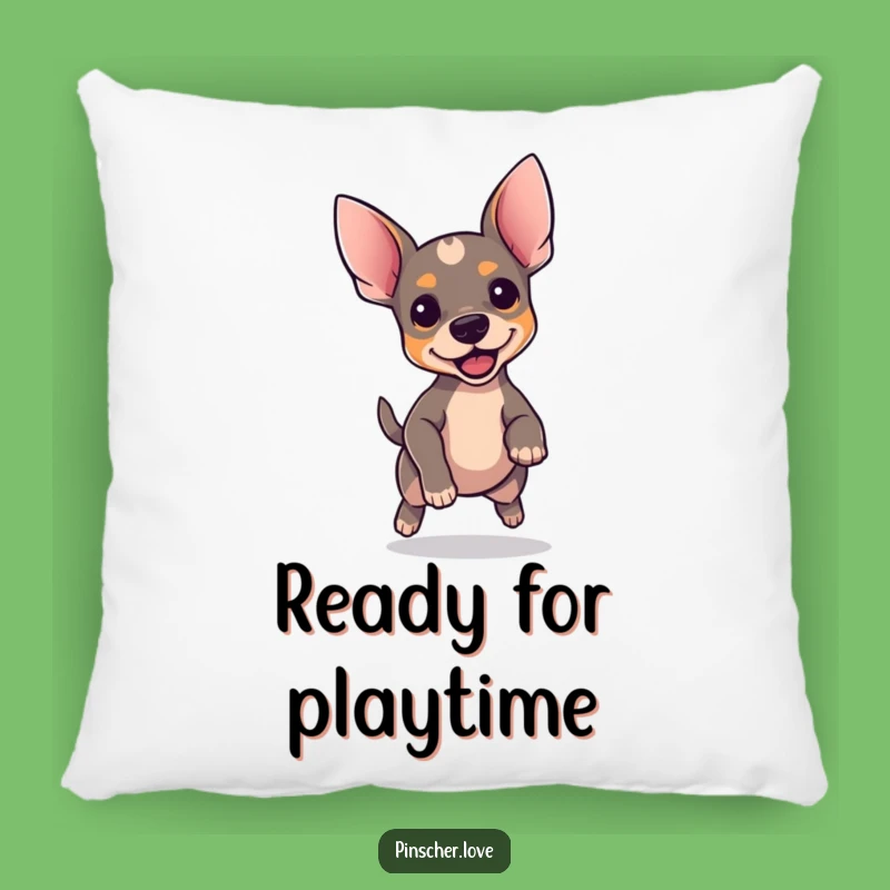 Funny Pinscher Pillow: Perky Ears Dog Bouncing - Cozy Comfort Gift