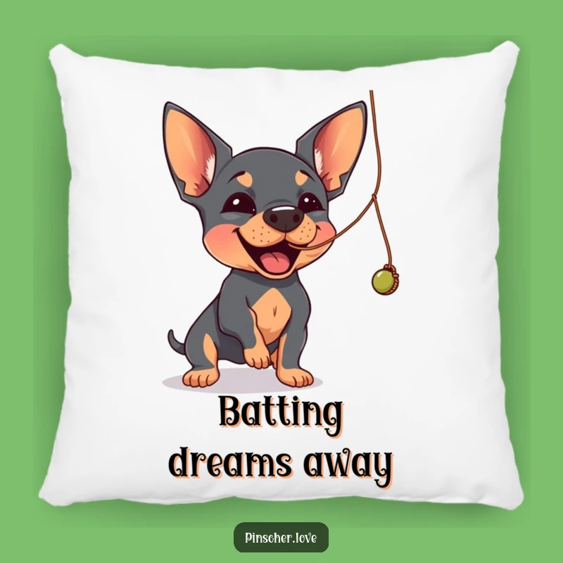 Funny Pinscher Pillow: String Batting Fun, Cozy Dog Decor Gift