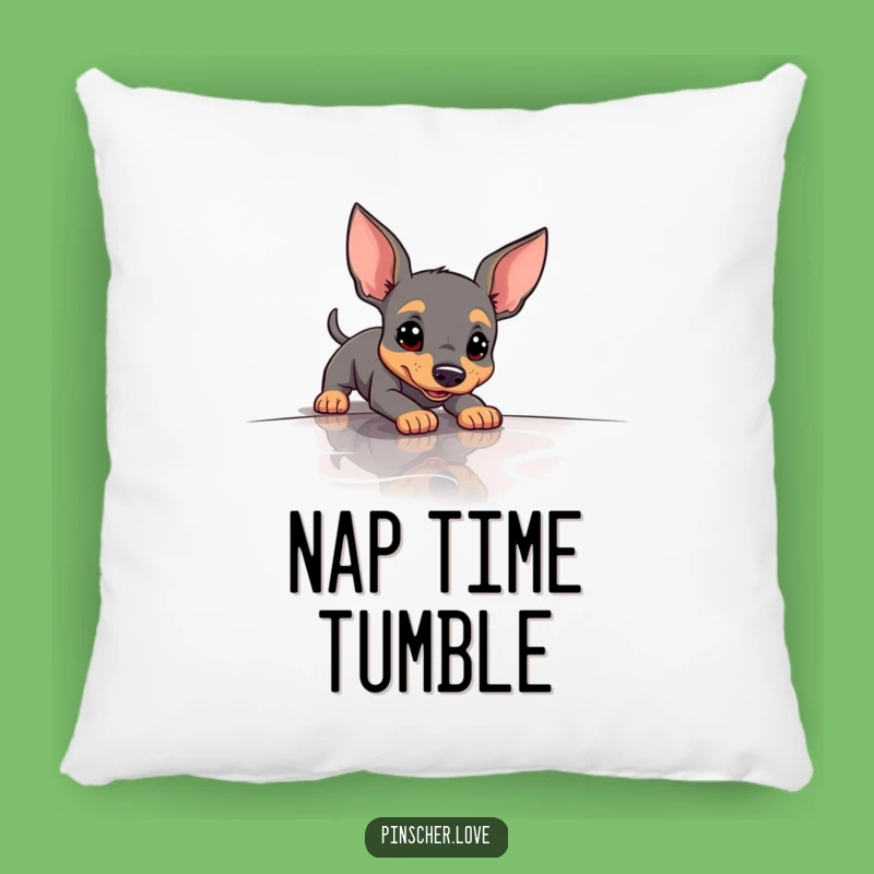 Funny Slipping Pinscher Pillow - Comfy Dog Accent and Slapstick Gift