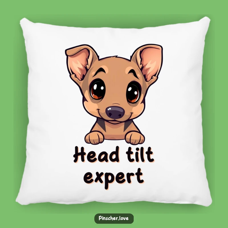Funny Pinscher Pillow - Soft Comfort with Curious Dog & Tilted Head - Decor Gift
