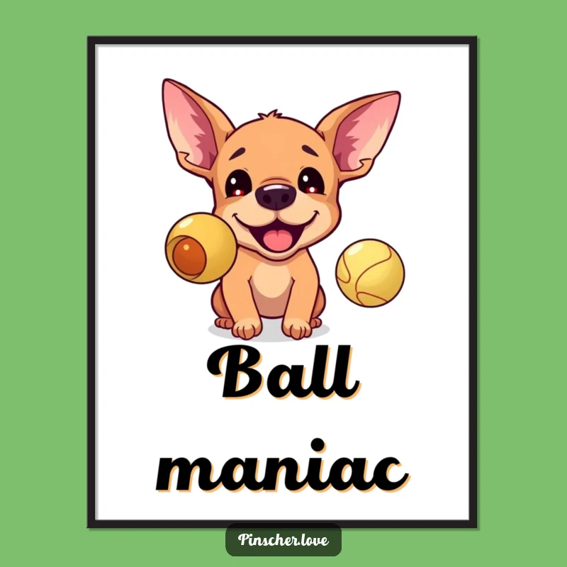 Funny Pinscher Barking Ball Digital Art - Instant Energetic Dog Wall Decor