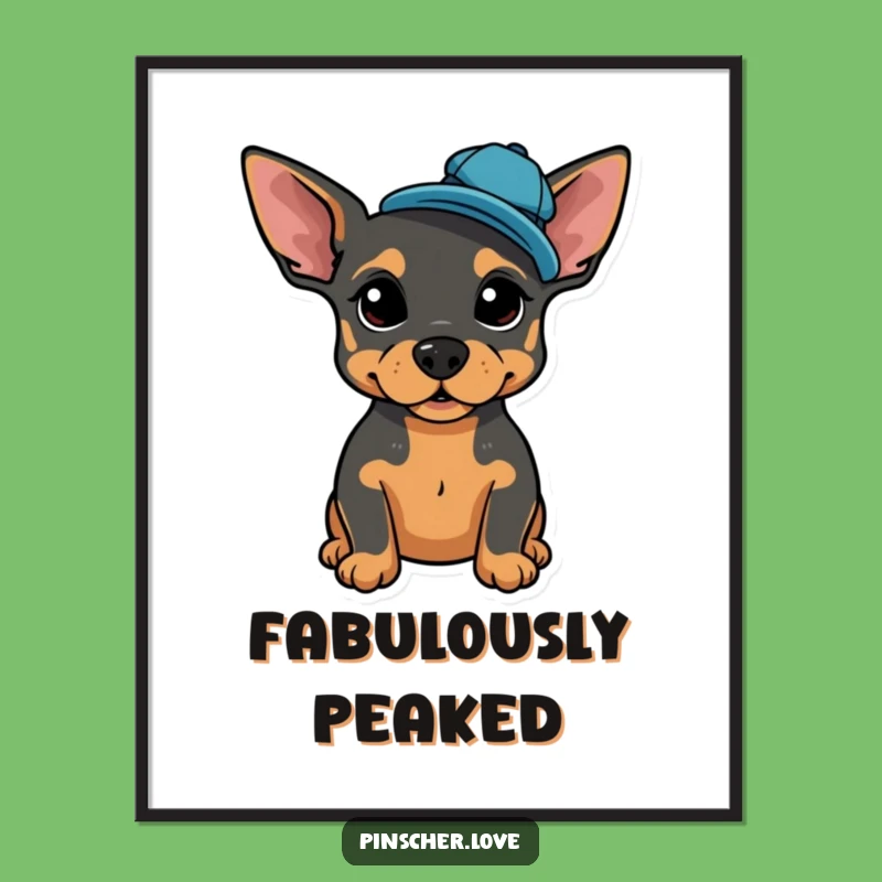 Funny Pinscher Cap Digital Art: Instant Dapper Dog Download