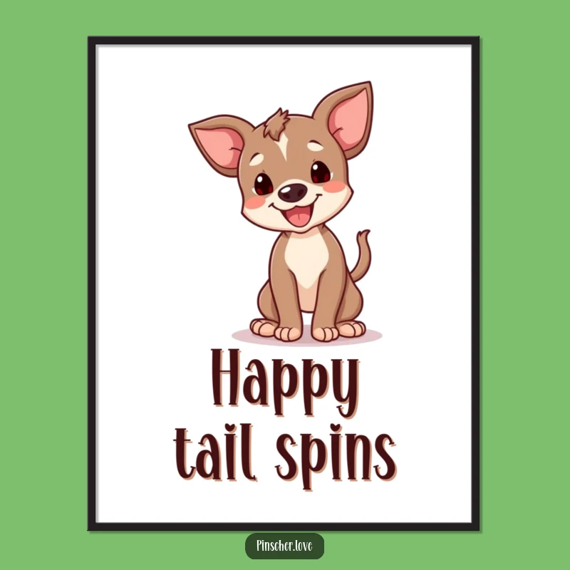 Funny Happy Pinscher Cub Spin Digital Art - Joyful Dog Decor, Gift