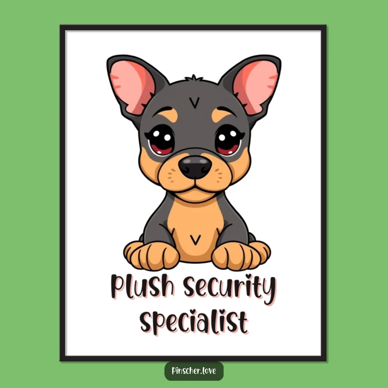 Funny Pinscher Art Print: Alert Guard Dog, Instant Loyal Gift