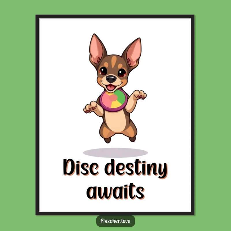Funny Pinscher Digital Art - Determined Leap for Disc - Instant Action Gift