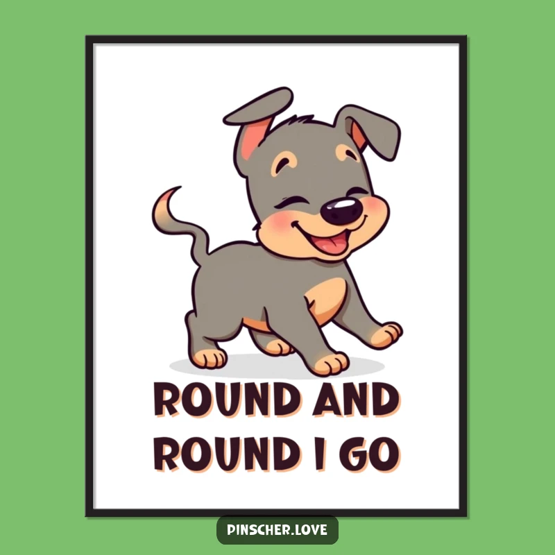 Funny Pinscher Digital Art: Giggling Tail Chase Joy - Instant Funny Gift Download!