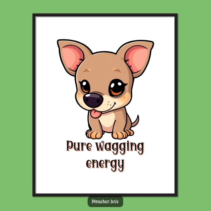Funny Pinscher Digital Art - Mischievous Wagging Dog Print, Instant Gift