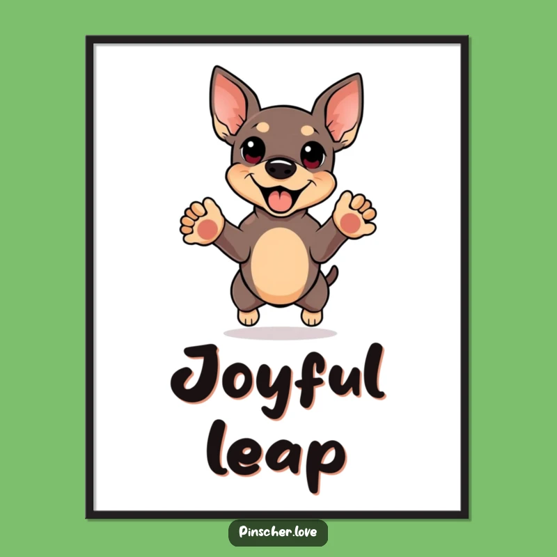 Funny Pinscher Happy Jump Digital Art - Instant Joyful Dog Wall Decor