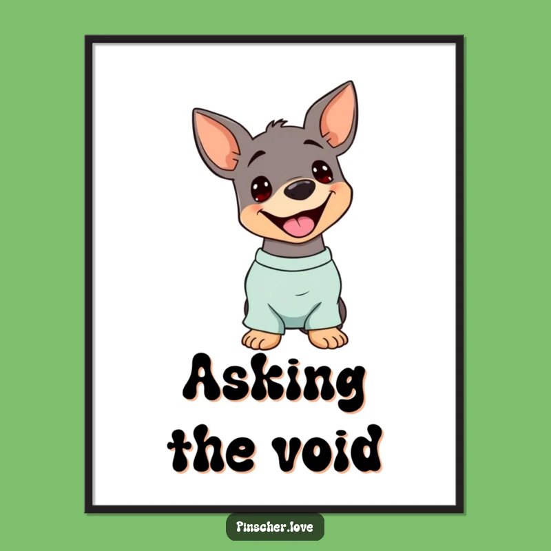 Funny Pinscher Head Tilt Digital Art: Adorable Dog Art with a Happy Panting Canine