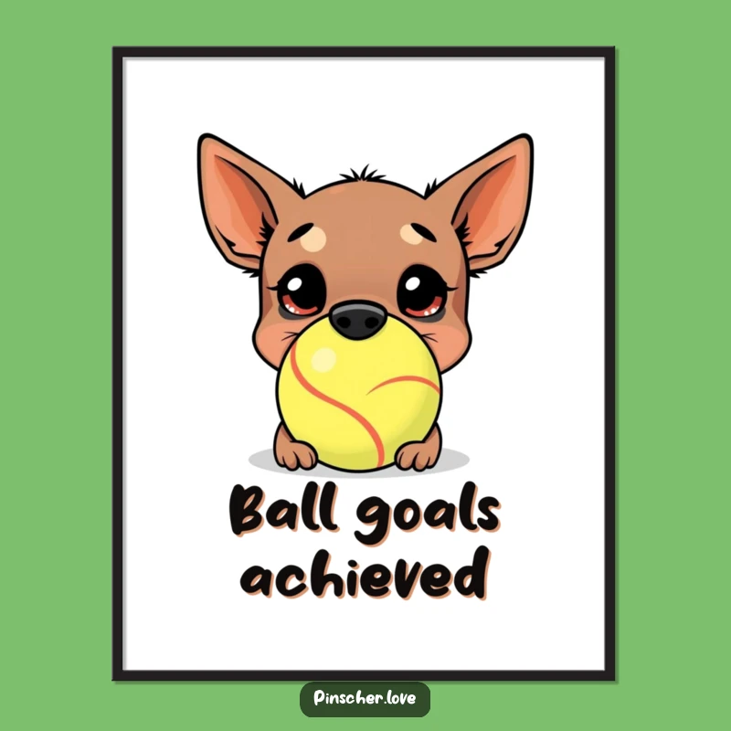 Funny Pinscher's Giant Tennis Ball Digital Art: Instant Joy for Your Walls