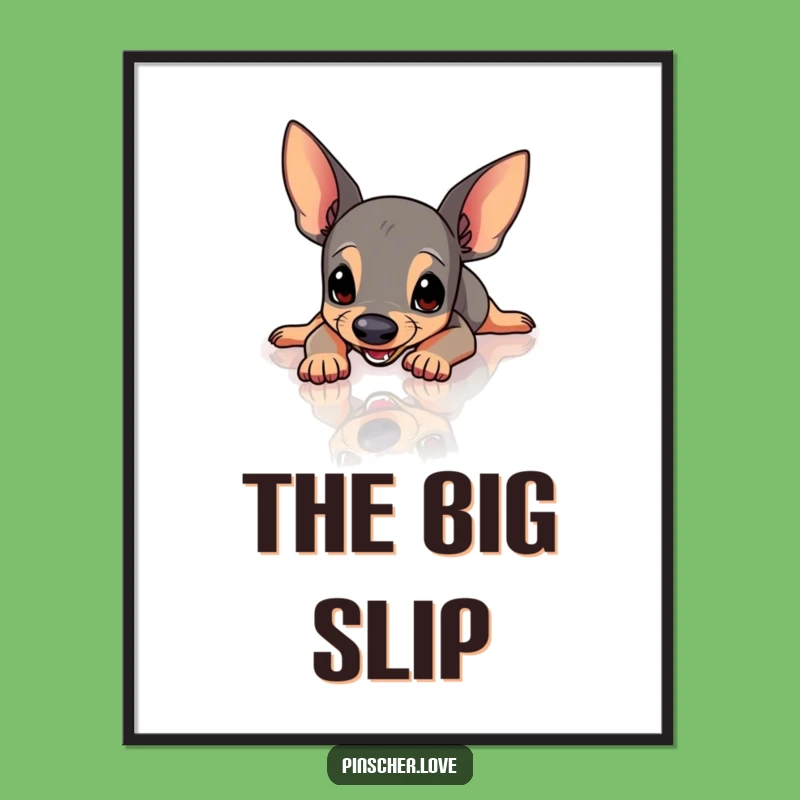 Funny Pinscher Slipping Digital Art - Instant Comical Wall Decor