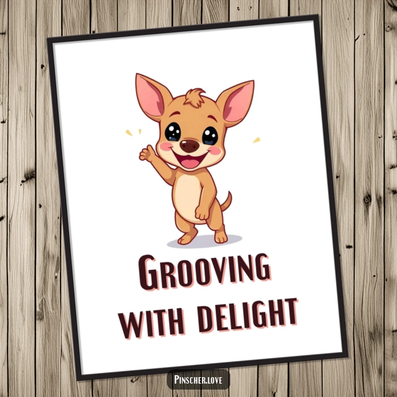 Funny Pinscher Digital Art: A dog does a happy wiggle dance, capturing a moment of pure, infectious joy.