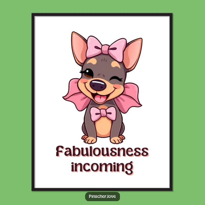 Funny Winking Pinscher Bow Digital Art: Instant Chic for Your Walls