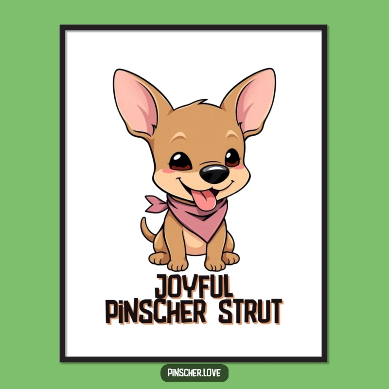 Funny Pinscher Wiggle Digital Art Print - Joyful Cartoon Character Art