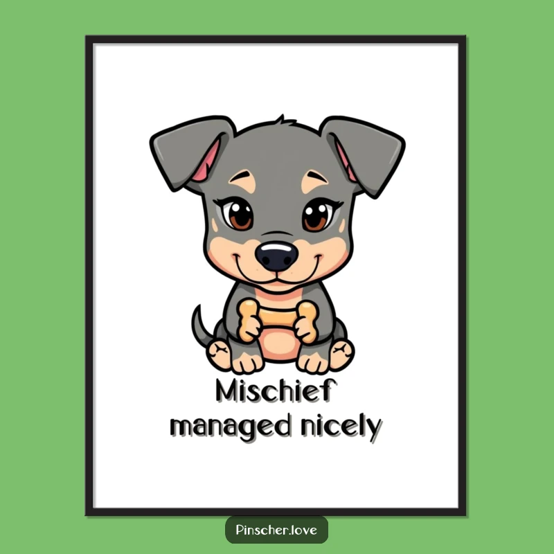 Funny Pinscher Mischief Digital Art: Cheeky Dog Art for Playful Spaces