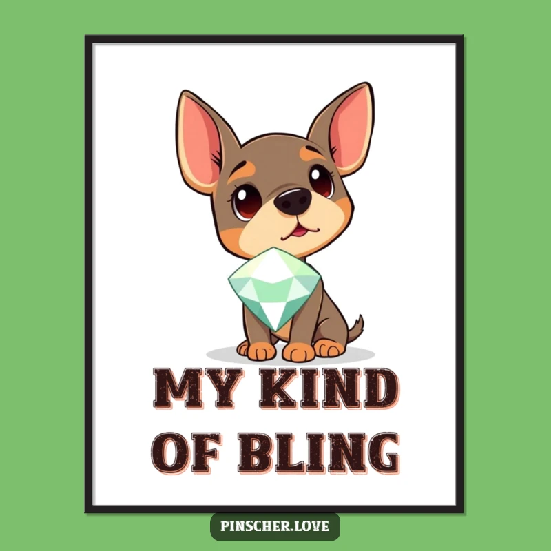 Funny Curious Pinscher Digital Art - Instant Dog Humor Gem Decor Download